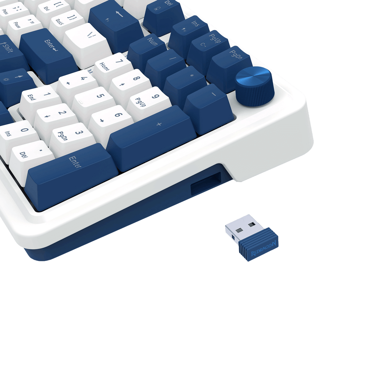 Redragon EU K686 PRO 98 Keys Wireless Gasket RGB Gaming Keyboard, 3-Mode Win/Mac Mechanical Keyboard w/Hot-Swap Socket, Dedicated Knob Control & Sound Absorbing Pads, Linear Red Switch, Blue Himmel Color