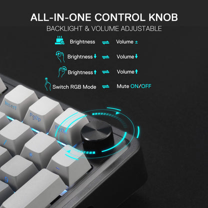 Redragon EU K686 PRO 98 Keys Wireless Gasket RGB Gaming Keyboard, 3-Mode PBT Mechanical Keyboard w/Hot-Swap South-Facing RGB Socket, Dedicated Knob Control & 5-Layer Noise Dampening, Gradient PBT Keycaps