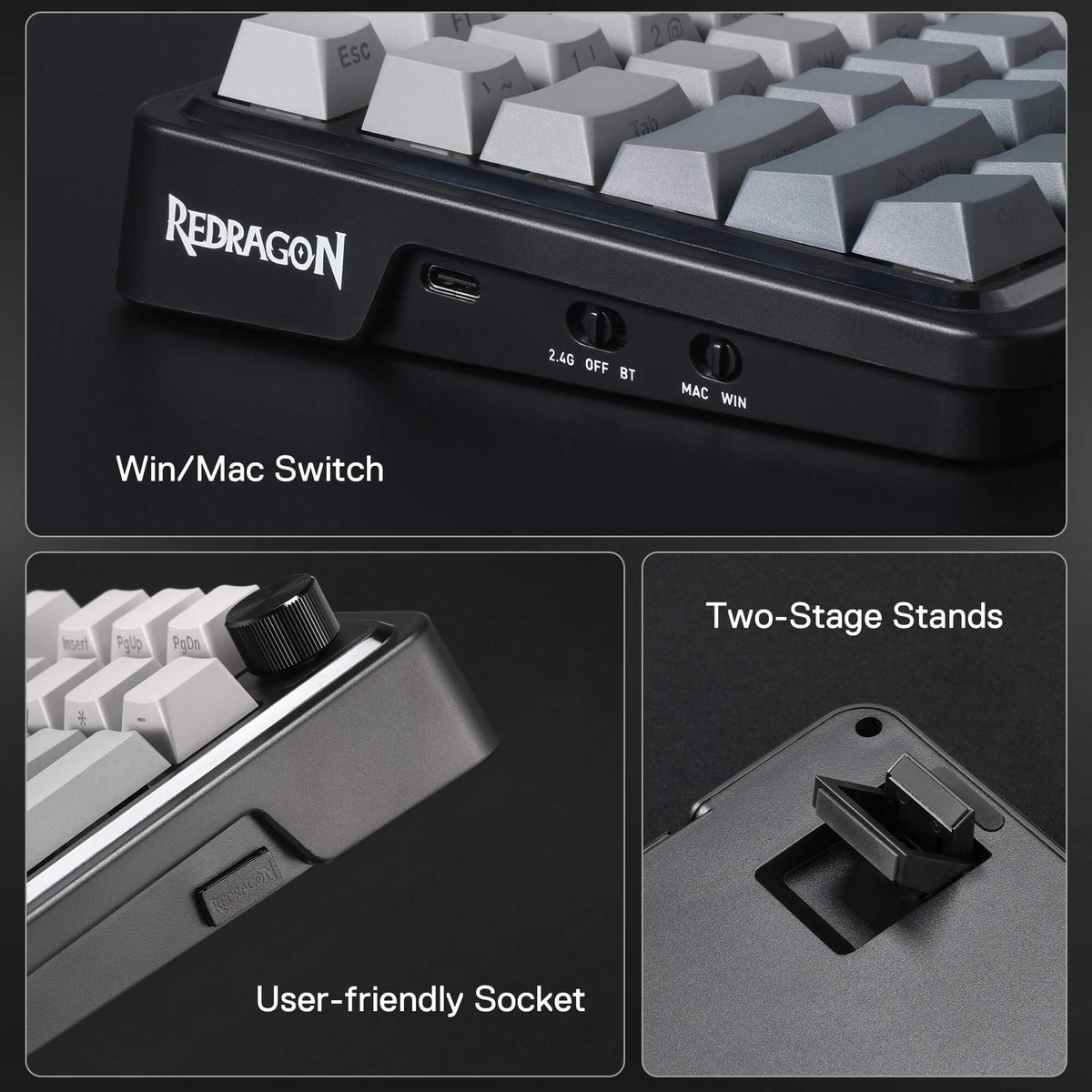 Redragon EU K686 PRO 98 Keys Wireless Gasket RGB Gaming Keyboard, 3-Mode PBT Mechanical Keyboard w/Hot-Swap South-Facing RGB Socket, Dedicated Knob Control & 5-Layer Noise Dampening, Gradient PBT Keycaps
