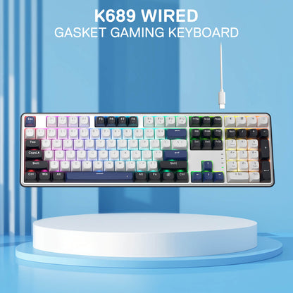 Redragon EU K689 Wired Gasket RGB Gaming Keyboard, 104 Keys + Extra 4 Hotkeys Mechanical Keyboard w/Upgraded Hot-swappable Socket, 5-Layer Noise Dampening, Mixed Color Keycaps, Custom Linear Switch