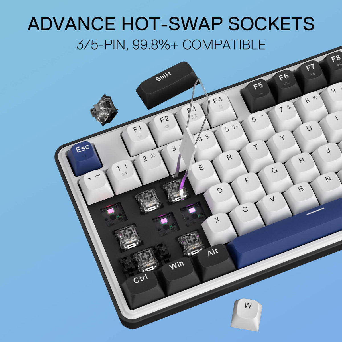 Redragon EU K689 Wired Gasket RGB Gaming Keyboard, 104 Keys + Extra 4 Hotkeys Mechanical Keyboard w/Upgraded Hot-swappable Socket, 5-Layer Noise Dampening, Mixed Color Keycaps, Custom Linear Switch