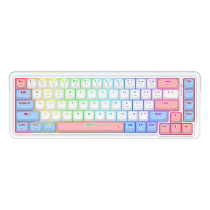 Redragon EU K709 PRO 65% Wireless Gasket RGB Gaming Keyboard, 68 Keys Hot-Swap Compact Mechanical Keyboard w/Free-Mod Socket, 5-Layer Noise Dampening & Round PBT Keycaps, Quiet Custom Linear Switch
