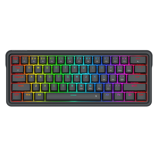 Redragon EU K722 60% Wired Gasket RGB Gaming Keyboard, 61 Keys Hot-Swap Compact Mechanical Keyboard w/Free-Mod Socket, 3-Layer Noise Dampening, Quiet Custom Linear Switch