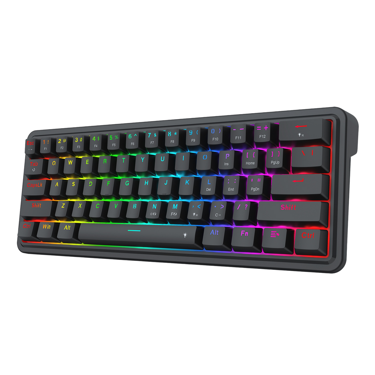 Redragon EU K722 60% Wired Gasket RGB Gaming Keyboard, 61 Keys Hot-Swap Compact Mechanical Keyboard w/Free-Mod Socket, 3-Layer Noise Dampening, Quiet Custom Linear Switch