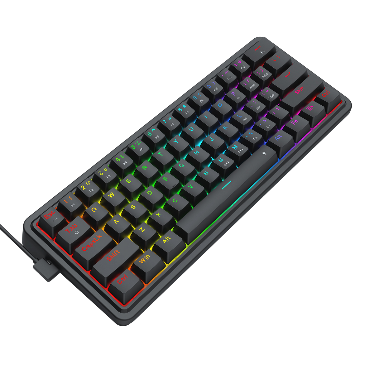 Redragon EU K722 60% Wired Gasket RGB Gaming Keyboard, 61 Keys Hot-Swap Compact Mechanical Keyboard w/Free-Mod Socket, 3-Layer Noise Dampening, Quiet Custom Linear Switch