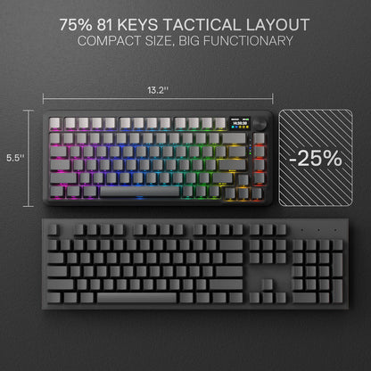 redragon keyboard with 75% 81 keys tactical layout on a dark background