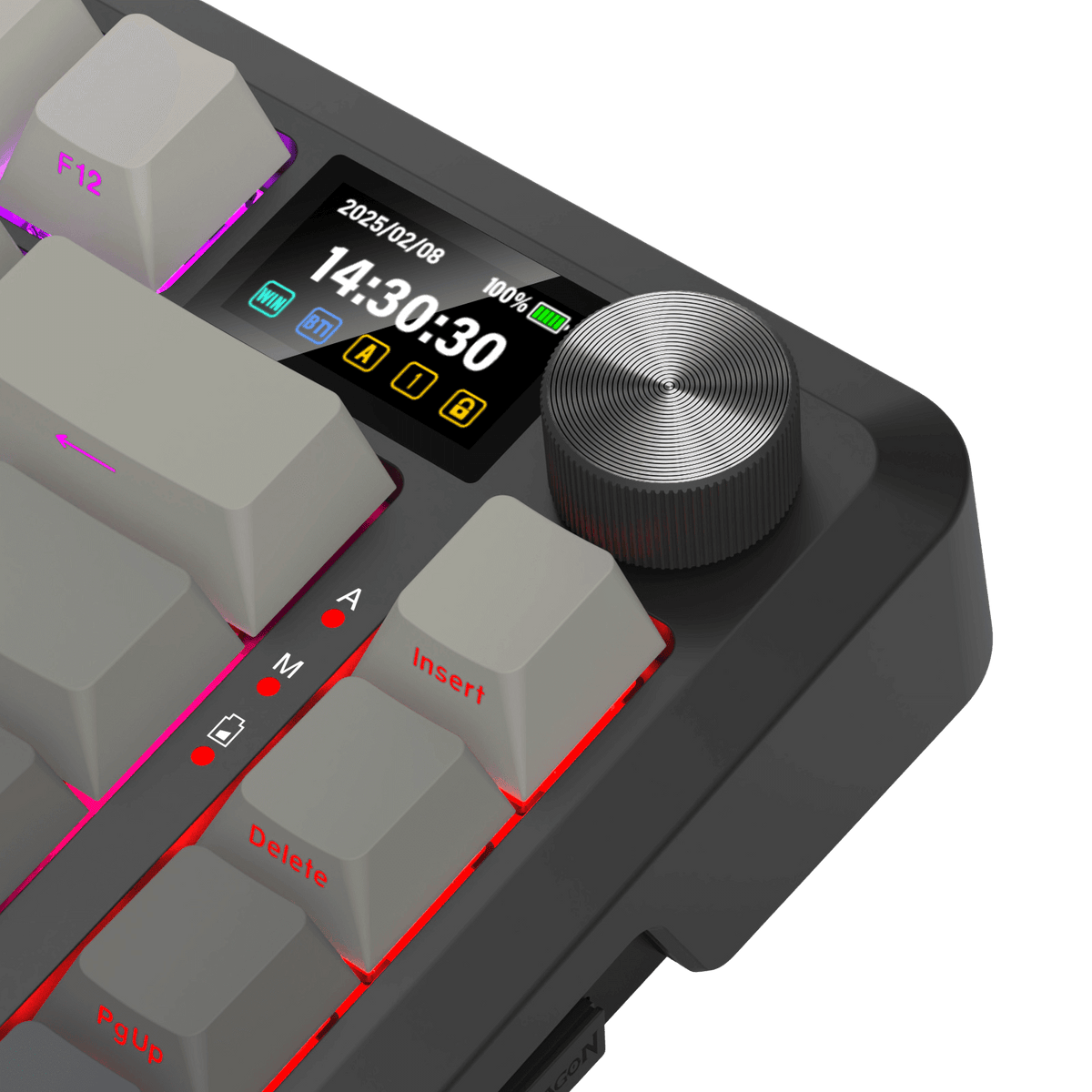 Redragon K724 PRO Wireless Gasket Gaming Keyboard w/Hype 1.14’’ TFT Screen & Knob, 81-Key 75% Mechanical Keyboard, 5-Layer Noise Dampening, Hot-Swap South-Facing RGB Socket, Gradient PBT Keycaps