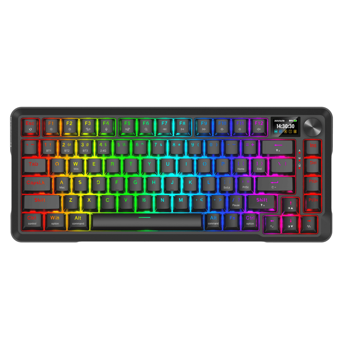 Redragon K724 PRO Wireless Gasket Gaming Keyboard w/Hype 1.14’’ TFT Screen & Knob, 81-Key 75% Mechanical Keyboard, 5-Layer Noise Dampening