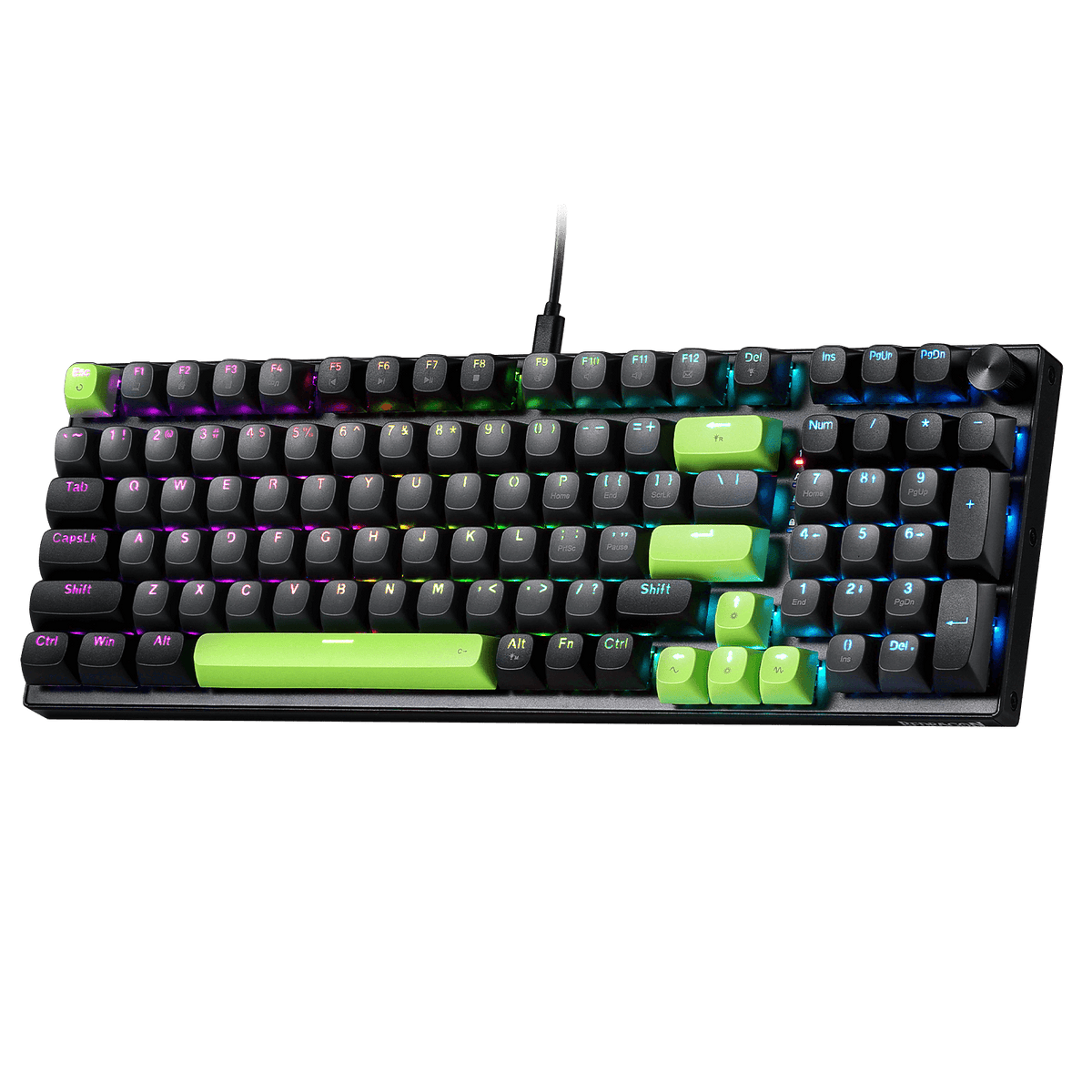 Redragon K740 98 Keys Wired RGB Gaming Keyboard, 95% PBT Mechanical Keyboard w/Solid Aluminum Base, Dedicated Knob Control & Hot-Swap Socket, Custom Linear Switch