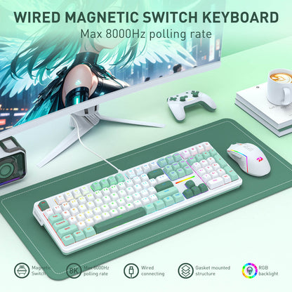 Redragon EU K745 HE Rapid Trigger Gaming Keyboard, 8K Wired Mechanical Keyboard w/Next-Gen UltraMag 100% POM Silky Magnetic Switch, Dual-Module Floating Patent Structure Design, 5-Layer Noise Dampening