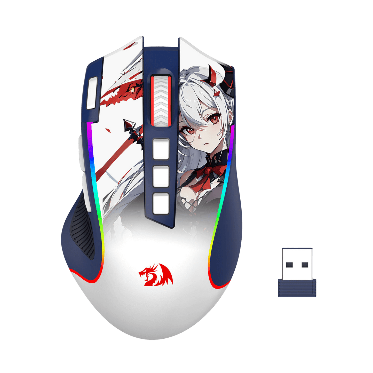 Redragon M612AK PRO RGB Gaming Mouse, 8000 DPI Wired/Wireless Optical Mouse with 9 Programmable Buttons & 7 Backlit Modes, BT & 2.4G Wireless, Software Supports DIY Keybinds Rapid Fire Button, Redragon EU
