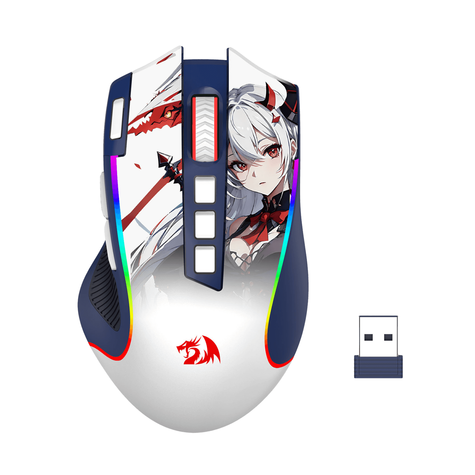 Redragon M612AK PRO RGB Gaming Mouse, 8000 DPI Wired/Wireless Optical Mouse with 9 Programmable Buttons & 7 Backlit Modes, BT & 2.4G Wireless, Software Supports DIY Keybinds Rapid Fire Button, Redragon EU