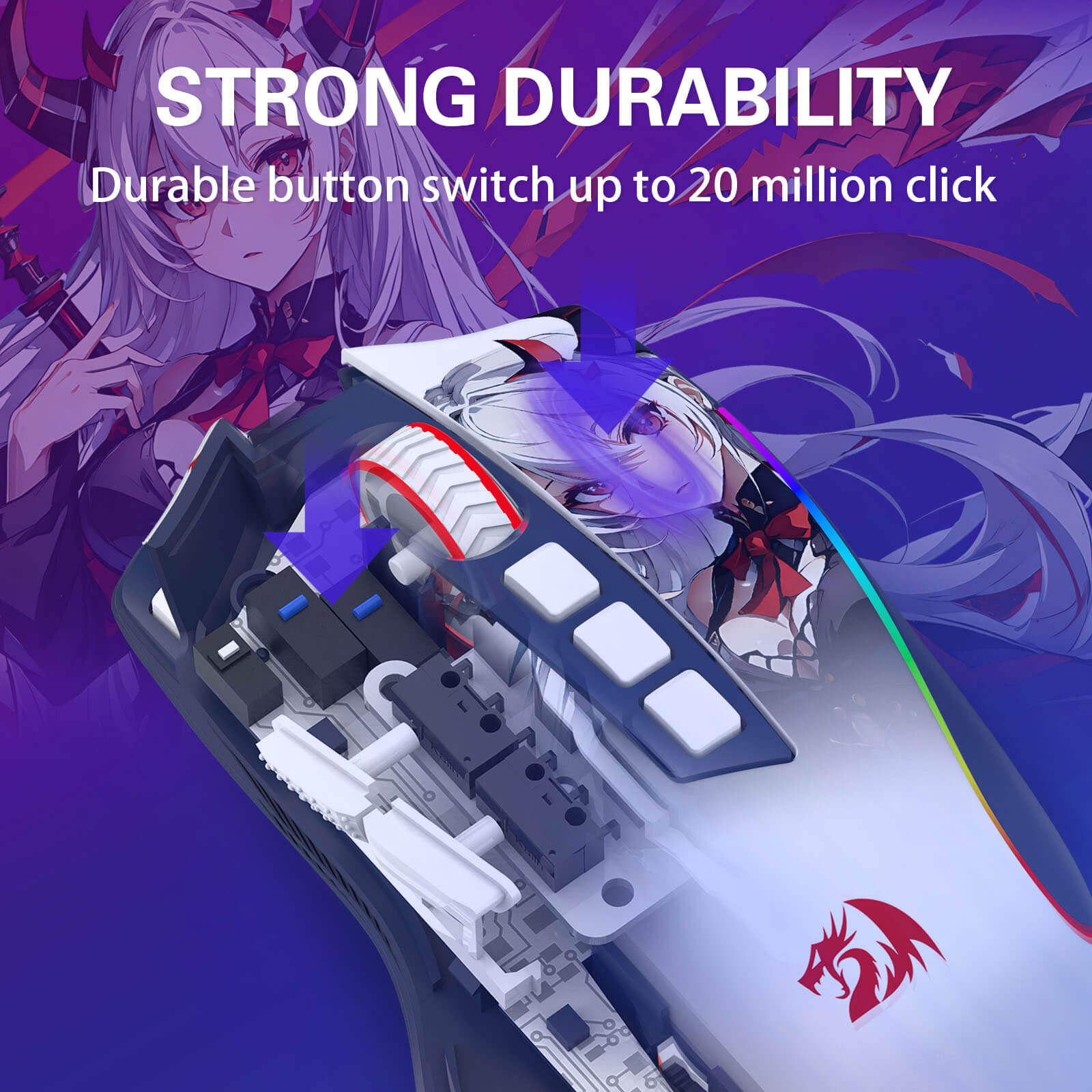 Redragon M612AK PRO RGB Gaming Mouse, 8000 DPI Wired/Wireless Optical Mouse with 9 Programmable Buttons & 7 Backlit Modes, BT & 2.4G Wireless, Software Supports DIY Keybinds Rapid Fire Button, Redragon EU
