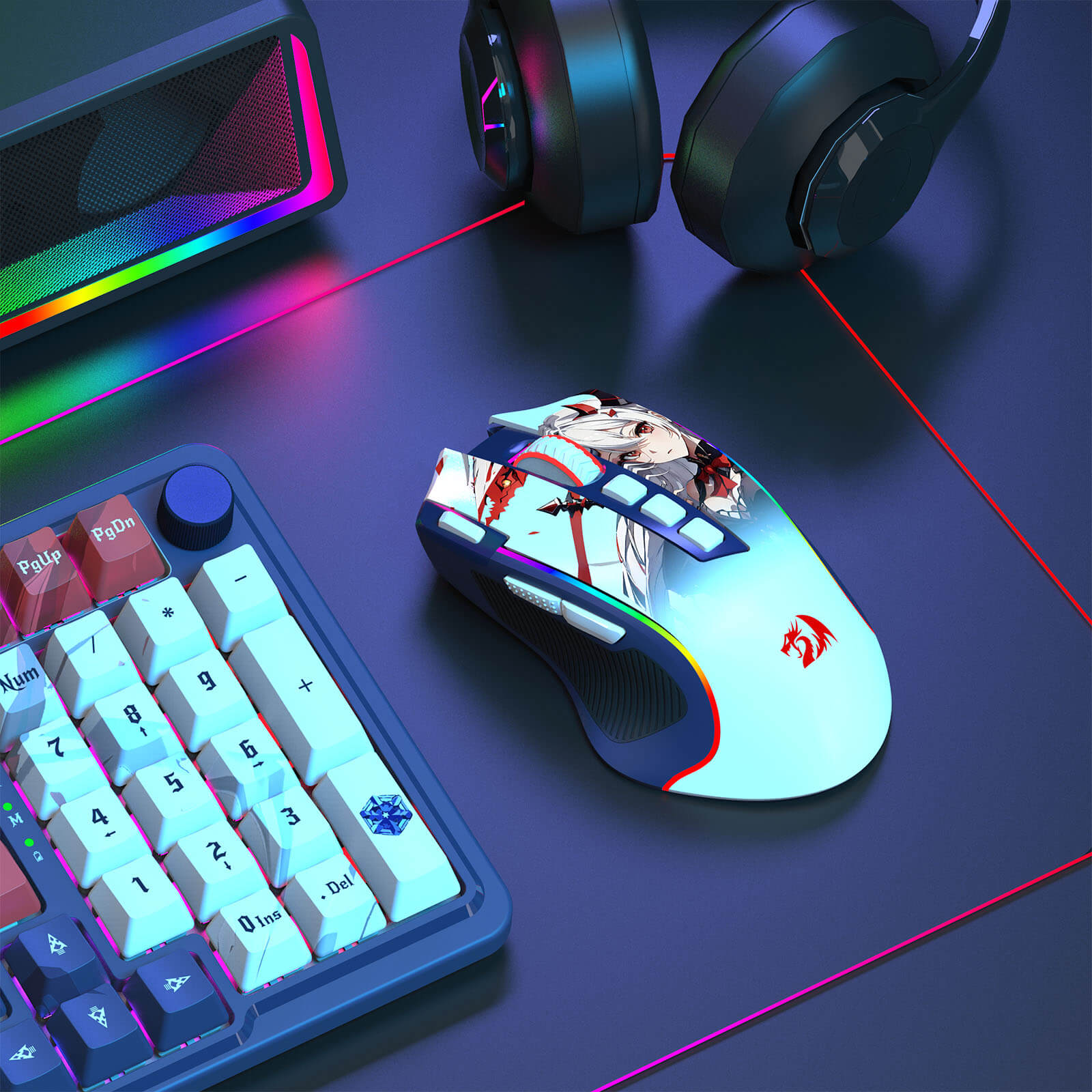 Redragon M612AK PRO RGB Gaming Mouse, 8000 DPI Wired/Wireless Optical Mouse with 9 Programmable Buttons & 7 Backlit Modes, BT & 2.4G Wireless, Software Supports DIY Keybinds Rapid Fire Button, Redragon EU