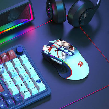 Redragon M612AK PRO RGB Gaming Mouse, 8000 DPI Wired/Wireless Optical Mouse with 9 Programmable Buttons & 7 Backlit Modes, BT & 2.4G Wireless, Software Supports DIY Keybinds Rapid Fire Button, Redragon EU