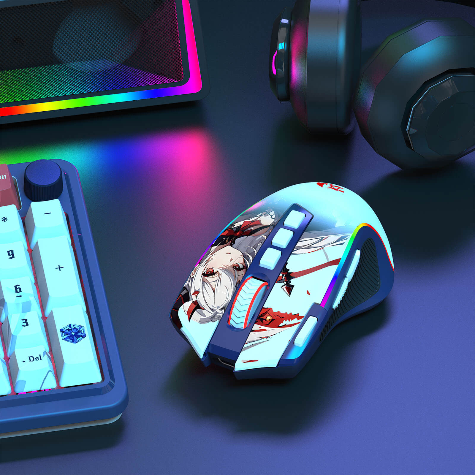 Redragon M612AK PRO RGB Gaming Mouse, 8000 DPI Wired/Wireless Optical Mouse with 9 Programmable Buttons & 7 Backlit Modes, BT & 2.4G Wireless, Software Supports DIY Keybinds Rapid Fire Button, Redragon EU