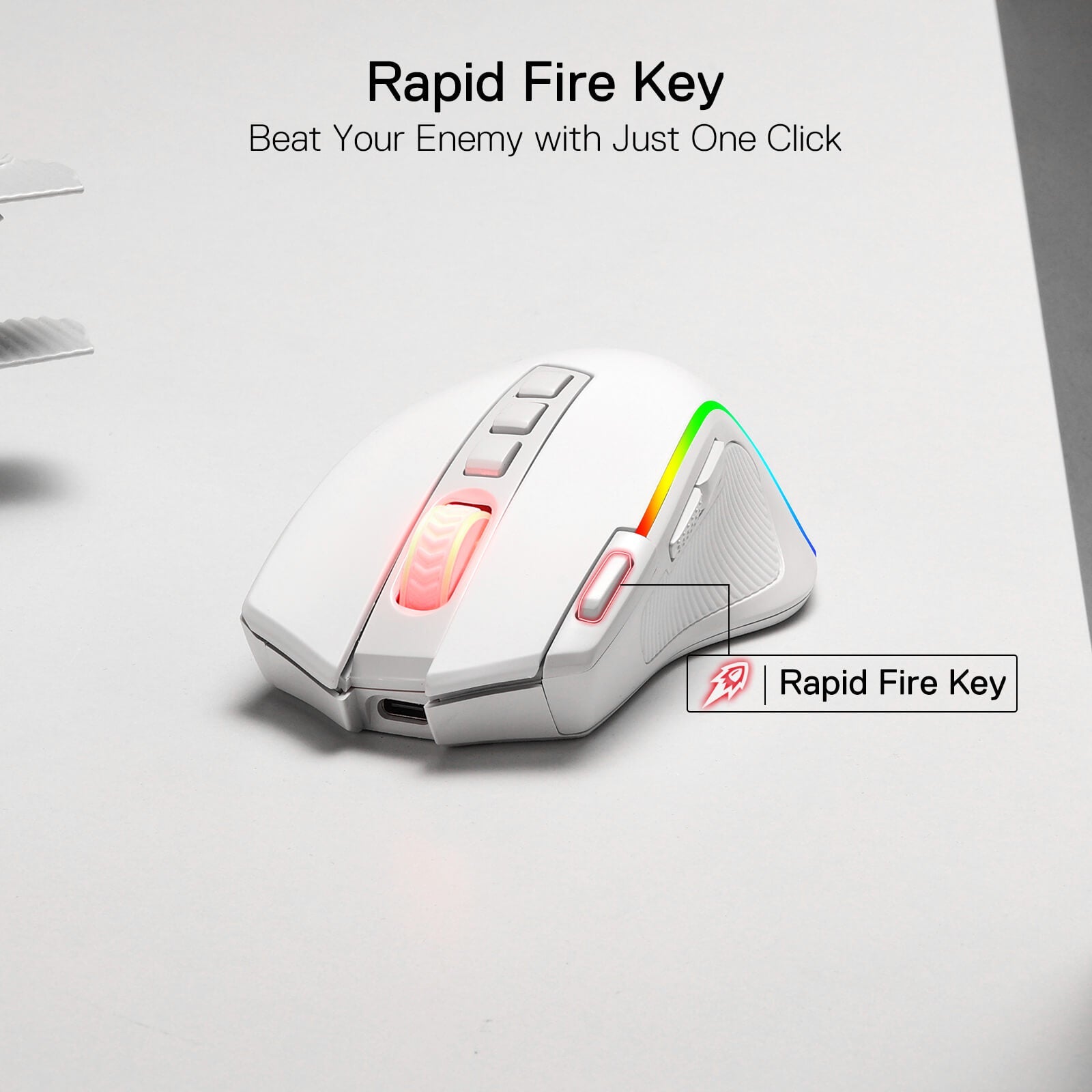 Redragon EU M612 PRO RGB Gaming Mouse, 8000 DPI Wired/Wireless Optical Gamer Mouse with 7 Programmable Buttons & 7 Backlit Modes, BT & 2.4G Wireless, Software Supports DIY Keybinds Rapid Fire Button