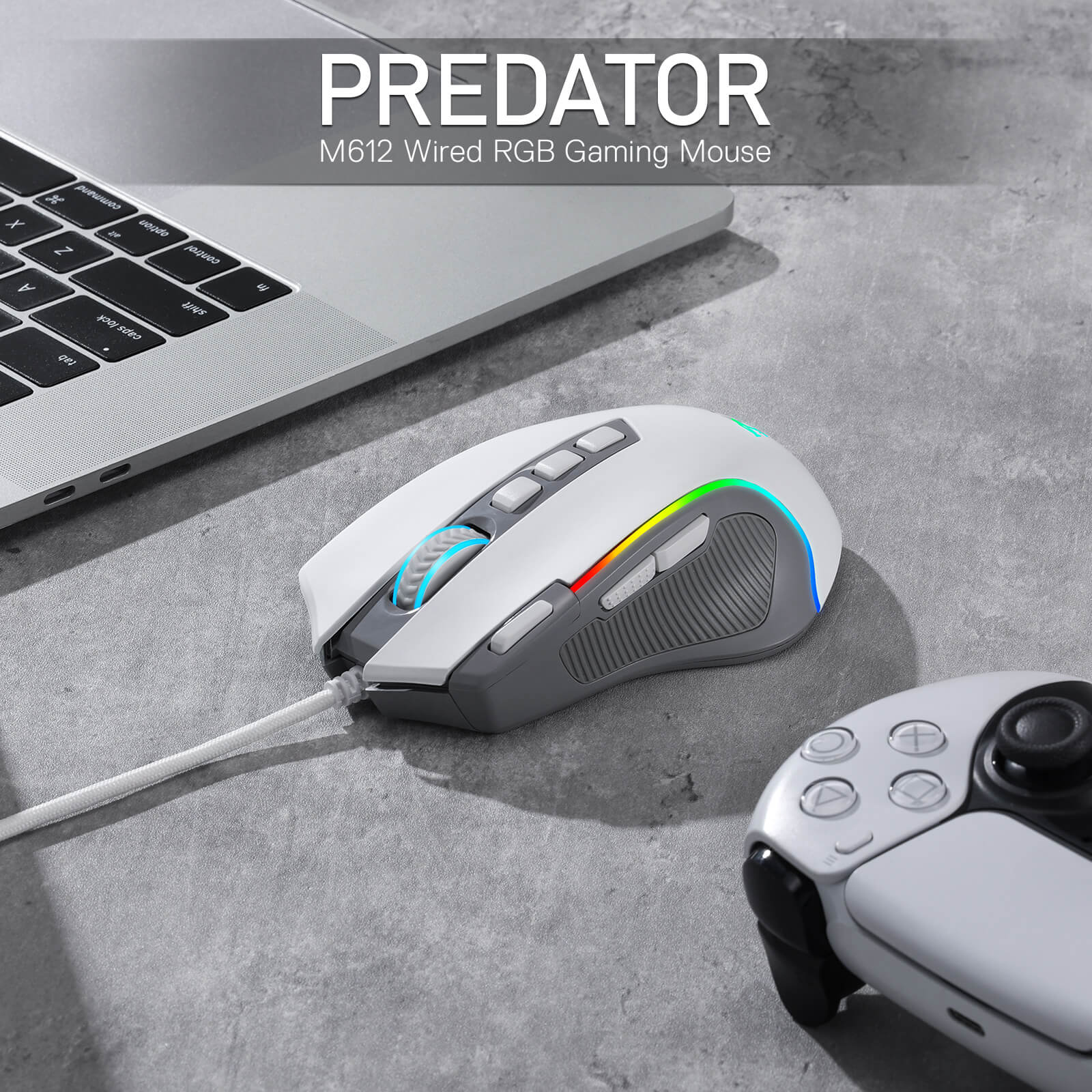 Redragon EU M612 Predator RGB Gaming Mouse, 8000 DPI Wired Optical Gamer Mouse with 11 Programmable Buttons