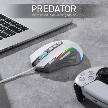 Redragon EU M612 Predator RGB Gaming Mouse, 8000 DPI Wired Optical Gamer Mouse with 11 Programmable Buttons