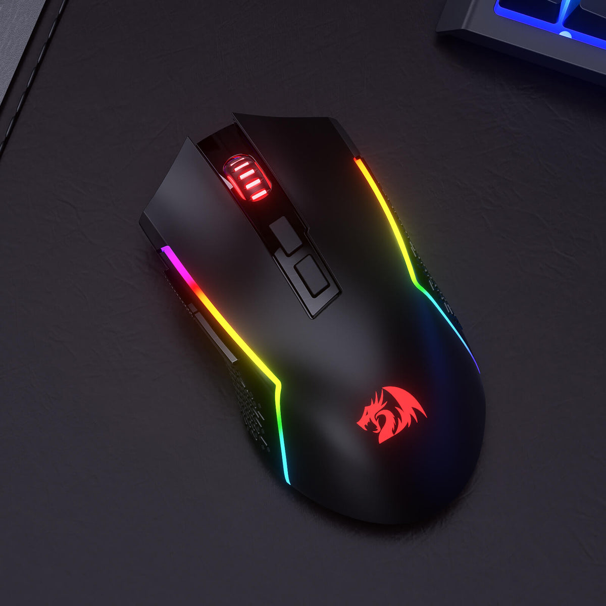 Redragon EU M693 LIT Wireless Gaming Mouse, 12800 DPI Mice w/ 3-Mode Connection, BT & 2.4G Wireless, 7 Macro Buttons, Reliable Power Capacity for PC/Mac/Laptop
