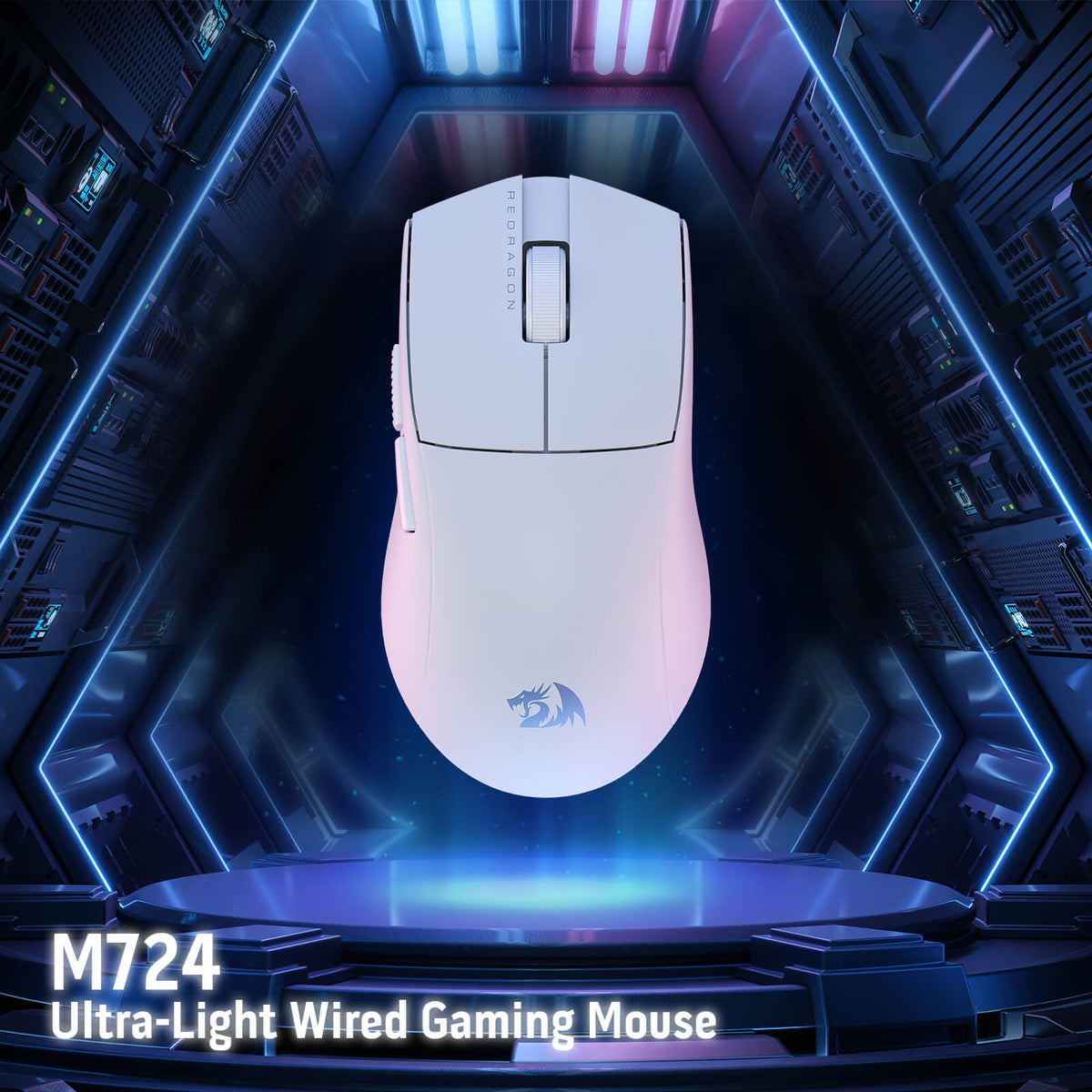 Redragon EU M724 Wired Gaming Mouse, 42G Ultra-Light 12,400 Max DPI Optical Gaming Mouse with 5 Programmable Buttons, Ergonomic Natural Grip Build, Software Supports DIY Keybinds & DPI
