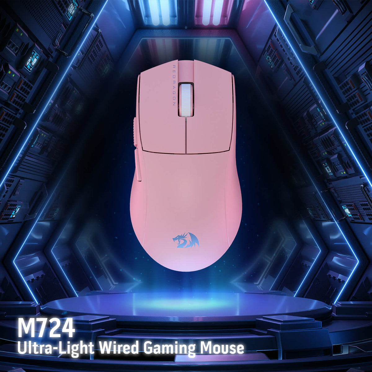 Redragon EU M724 Wired Gaming Mouse, 42G Ultra-Light 12,400 Max DPI Optical Gaming Mouse with 5 Programmable Buttons, Ergonomic Natural Grip Build, Software Supports DIY Keybinds & DPI
