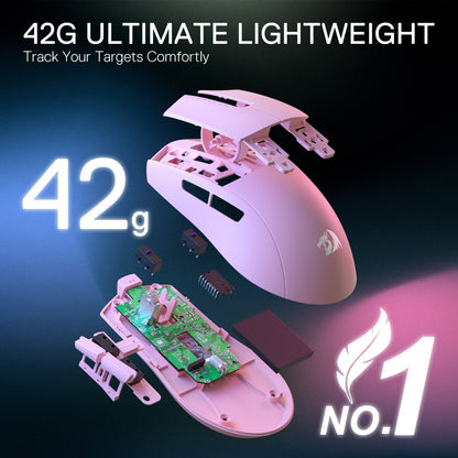 Redragon EU M724 Wired Gaming Mouse, 42G Ultra-Light 12,400 Max DPI Optical Gaming Mouse with 5 Programmable Buttons, Ergonomic Natural Grip Build, Software Supports DIY Keybinds & DPI