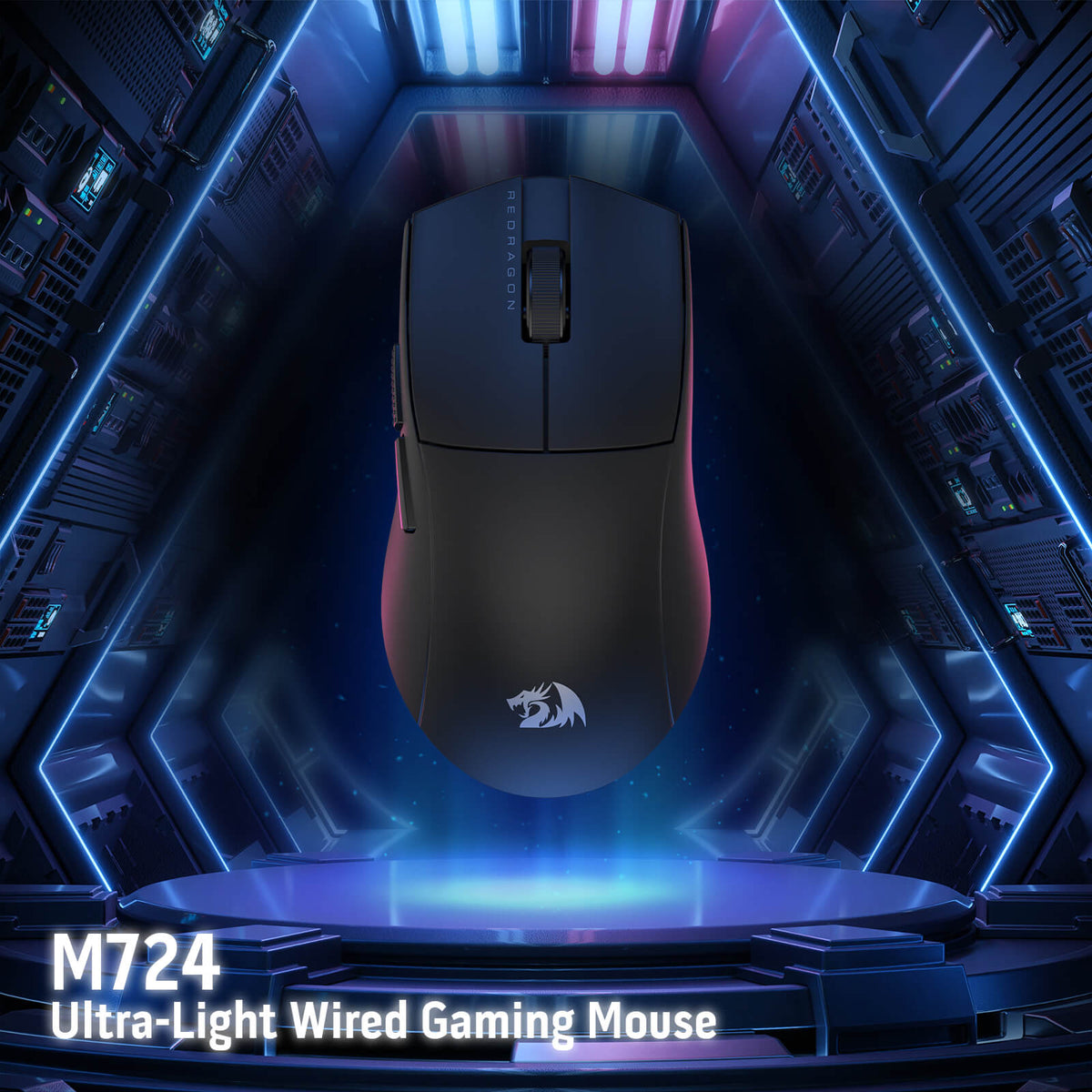 Redragon EU M724 Wired Gaming Mouse, 42G Ultra-Light 12,400 Max DPI Optical Gaming Mouse with 5 Programmable Buttons, Ergonomic Natural Grip Build, Software Supports DIY Keybinds & DPI