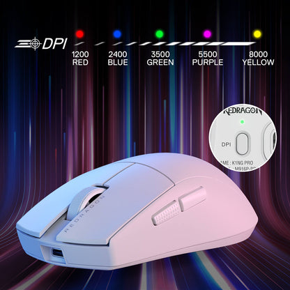 Redragon EU M916 Wireless Gaming Mouse, 49G Ultra-Light 8K DPI 2.4G Wireless Gaming Mouse w/Ergonomic Natural Grip Build, Full Programmable Buttons, Software Supports DIY Keybinds & DPI
