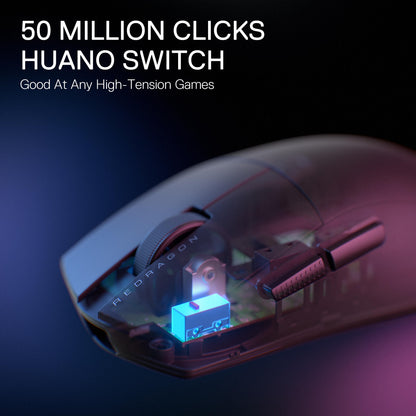 Redragon M916 LIT Wireless 1K Polling Rate Gaming Mouse, 49G Ultra-Light 30,000 Max DPI Gaming Mice w/Ergonomic Natural Grip Build, Full Programmable Buttons, Software Supports DIY Keybinds & DPI
