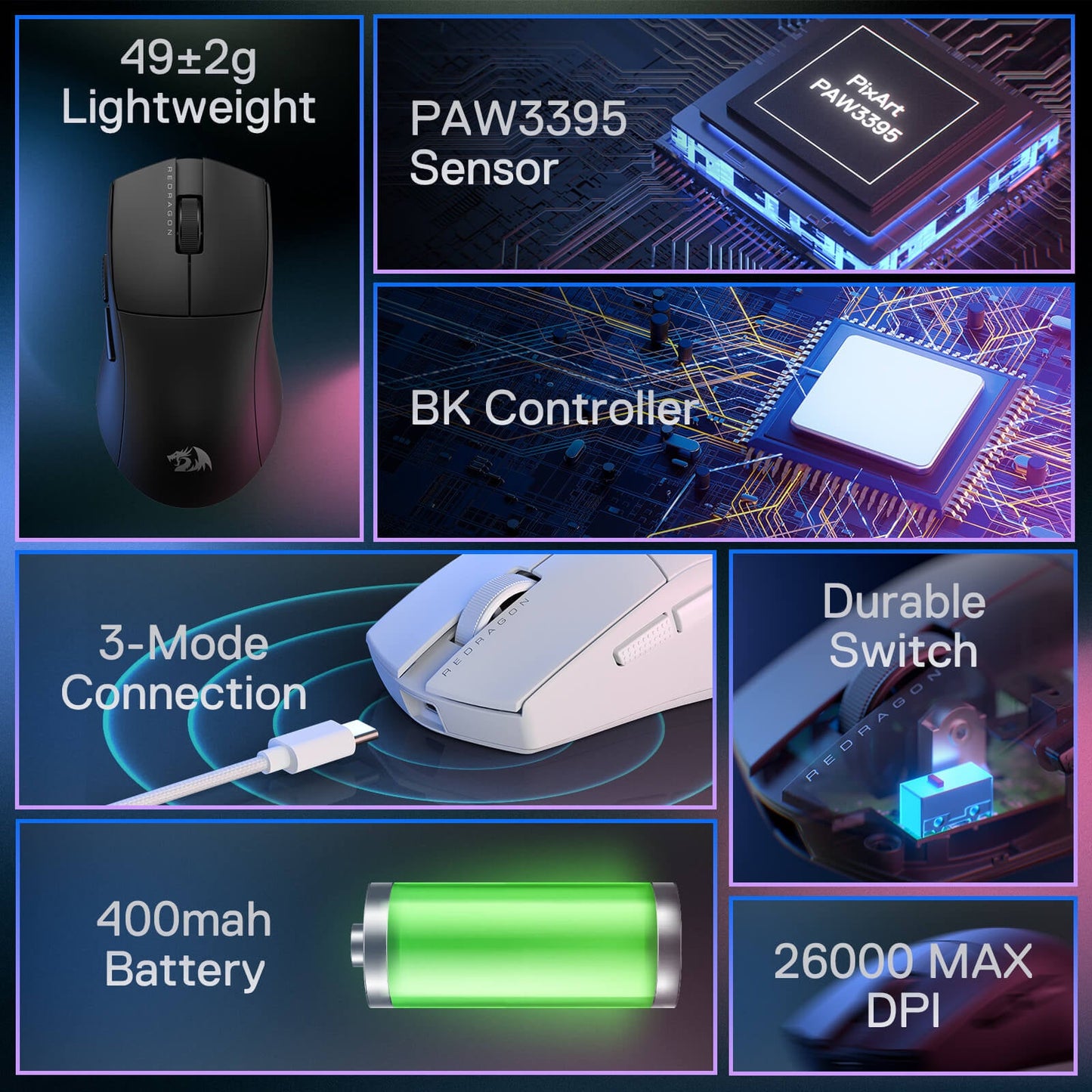 Redragon EU K1ING M916 PRO 3-Mode Wireless Gaming Mouse