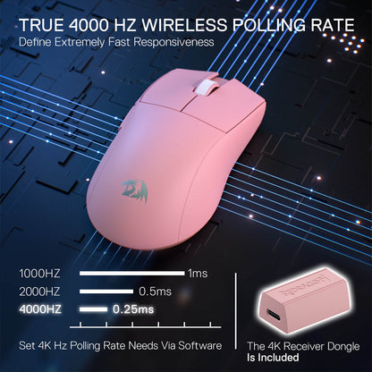 Redragon EU M916 PRO 3-Mode Wireless Gaming Mouse, Hype-Speed 4K Polling Rate