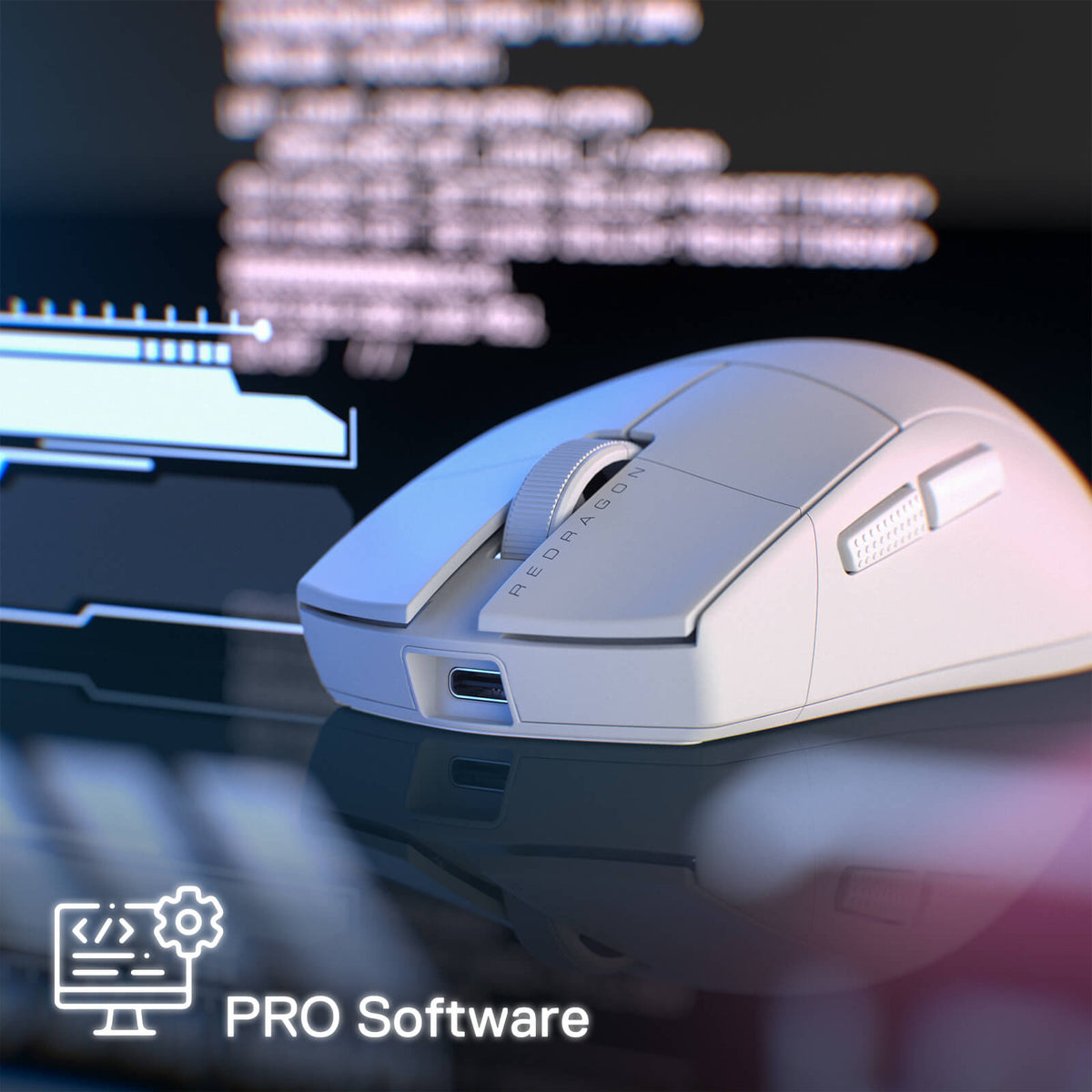 Redragon EU M916 STD 3-Mode Wireless Gaming Mouse, 49G Ultra-Light 24K DPI Mice w/Ergonomic Natural Grip Build, Full Programmable Buttons, Software Supports DIY Keybinds & DPI