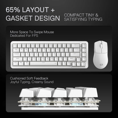 Redragon EU K709 65% Wired Gasket RGB Gaming Keyboard, 68 Keys Hot-Swap Compact Mechanical Keyboard w/Free-Mod Socket, 3-Layer Noise Dampening & Dedicated Arrow Keys, Quiet Custom Linear Switch