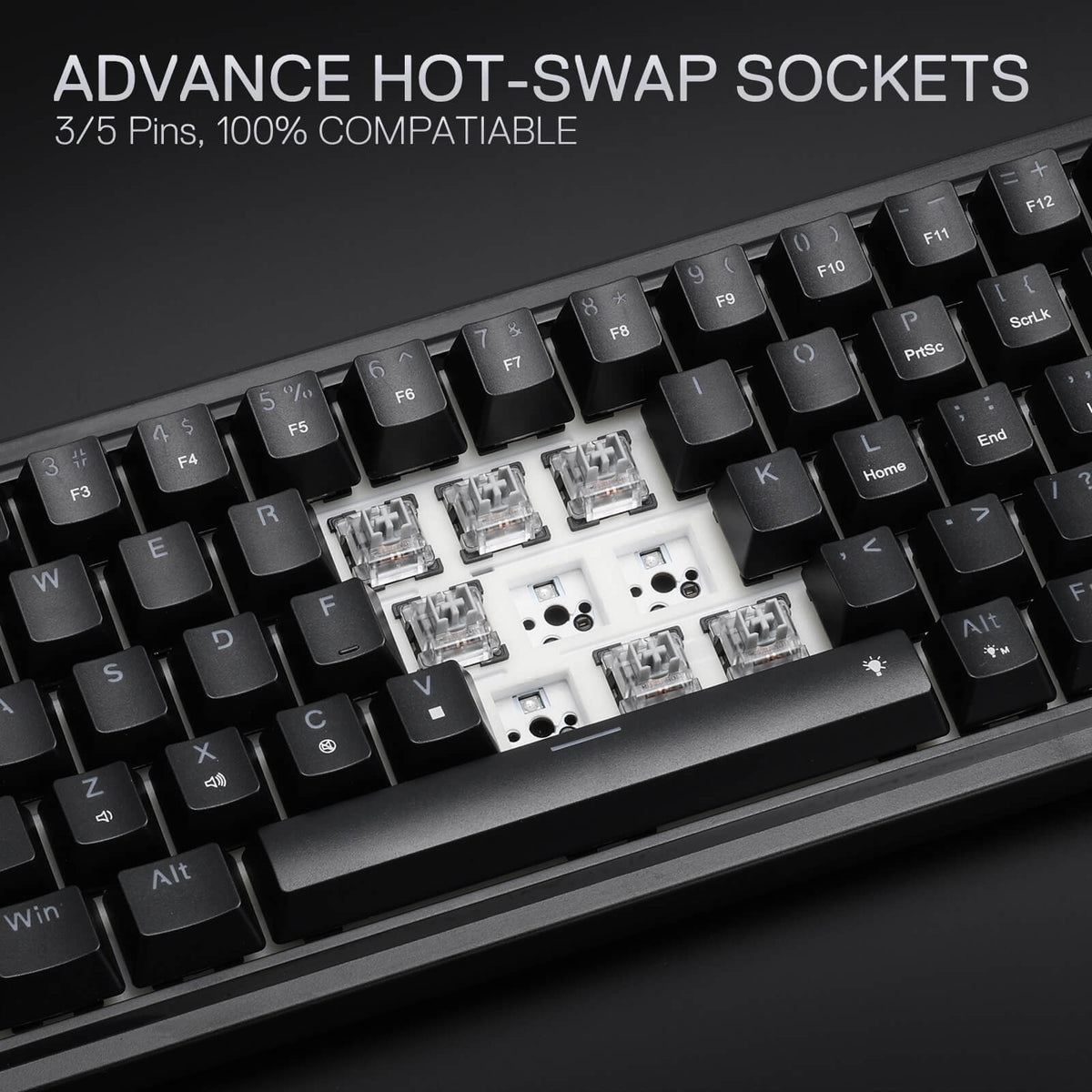 Redragon EU K709 65% Wired Gasket RGB Gaming Keyboard, 68 Keys Hot-Swap Compact Mechanical Keyboard w/Free-Mod Socket, 3-Layer Noise Dampening & Dedicated Arrow Keys, Quiet Custom Linear Switch