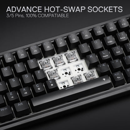 Redragon EU K709 65% Wired Gasket RGB Gaming Keyboard, 68 Keys Hot-Swap Compact Mechanical Keyboard w/Free-Mod Socket, 3-Layer Noise Dampening & Dedicated Arrow Keys, Quiet Custom Linear Switch