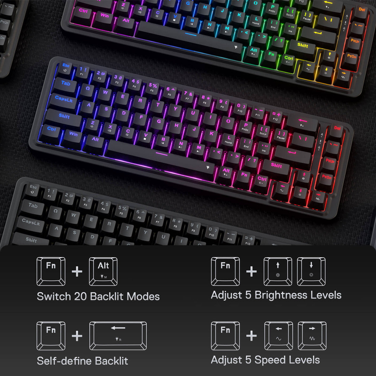 Redragon EU K709 65% Wired Gasket RGB Gaming Keyboard, 68 Keys Hot-Swap Compact Mechanical Keyboard w/Free-Mod Socket, 3-Layer Noise Dampening & Dedicated Arrow Keys, Quiet Custom Linear Switch