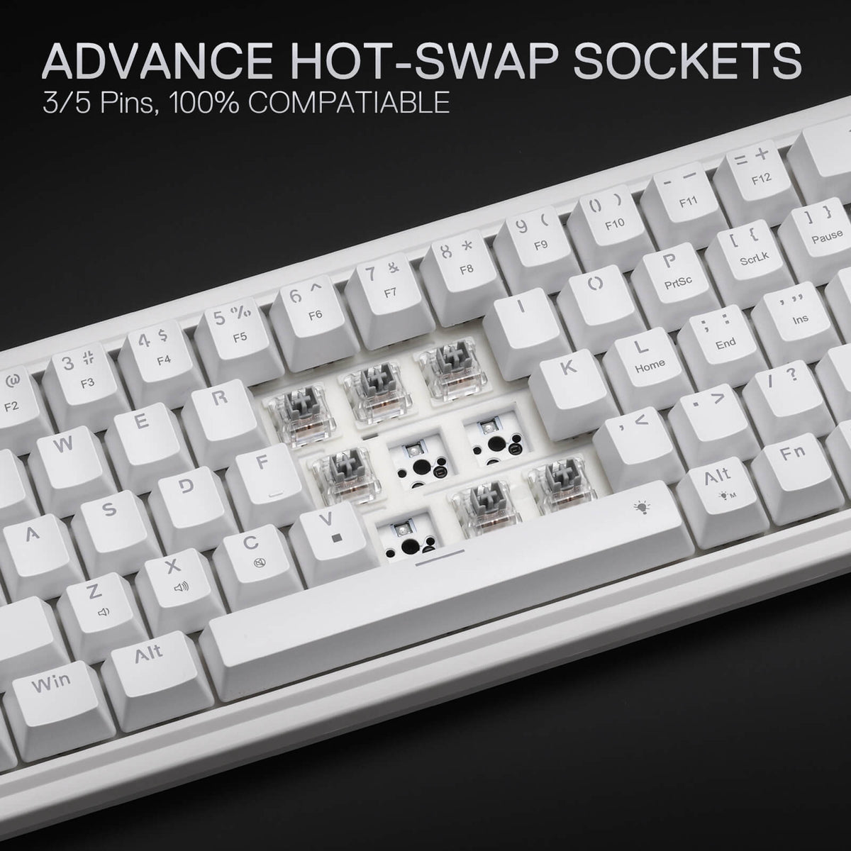 Redragon EU K709 65% Wired Gasket RGB Gaming Keyboard, 68 Keys Hot-Swap Compact Mechanical Keyboard w/Free-Mod Socket, 3-Layer Noise Dampening & Dedicated Arrow Keys, Quiet Custom Linear Switch