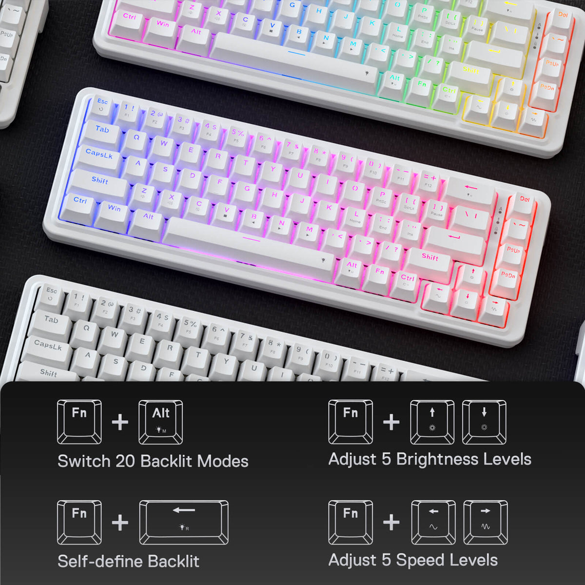 Redragon EU K709 65% Wired Gasket RGB Gaming Keyboard, 68 Keys Hot-Swap Compact Mechanical Keyboard w/Free-Mod Socket, 3-Layer Noise Dampening & Dedicated Arrow Keys, Quiet Custom Linear Switch
