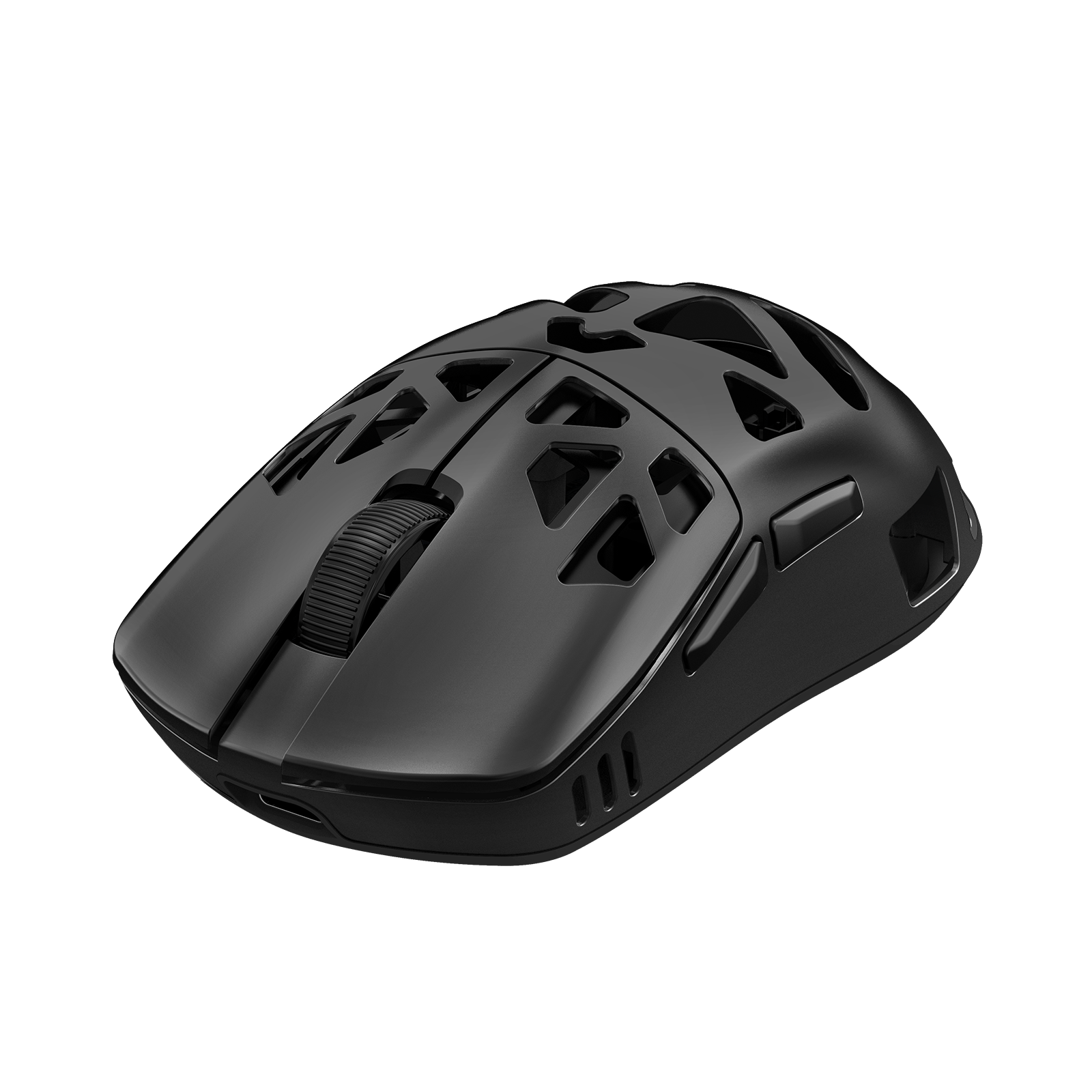 Black gaming mouse on a white background