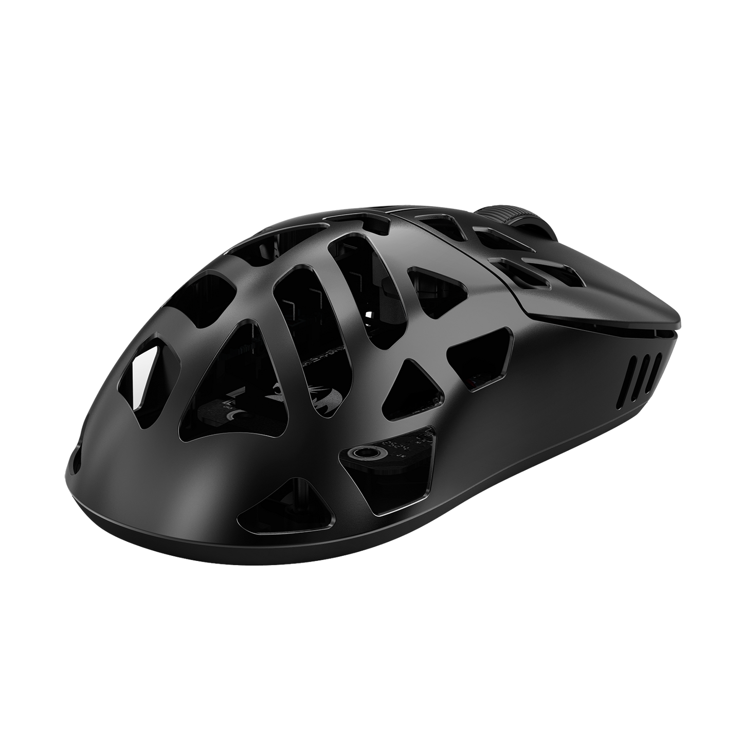 Black helmet with a white background