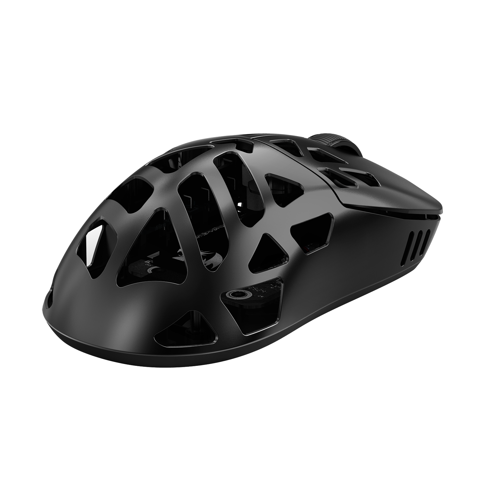 Black helmet with a white background