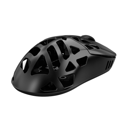 Black helmet with a white background