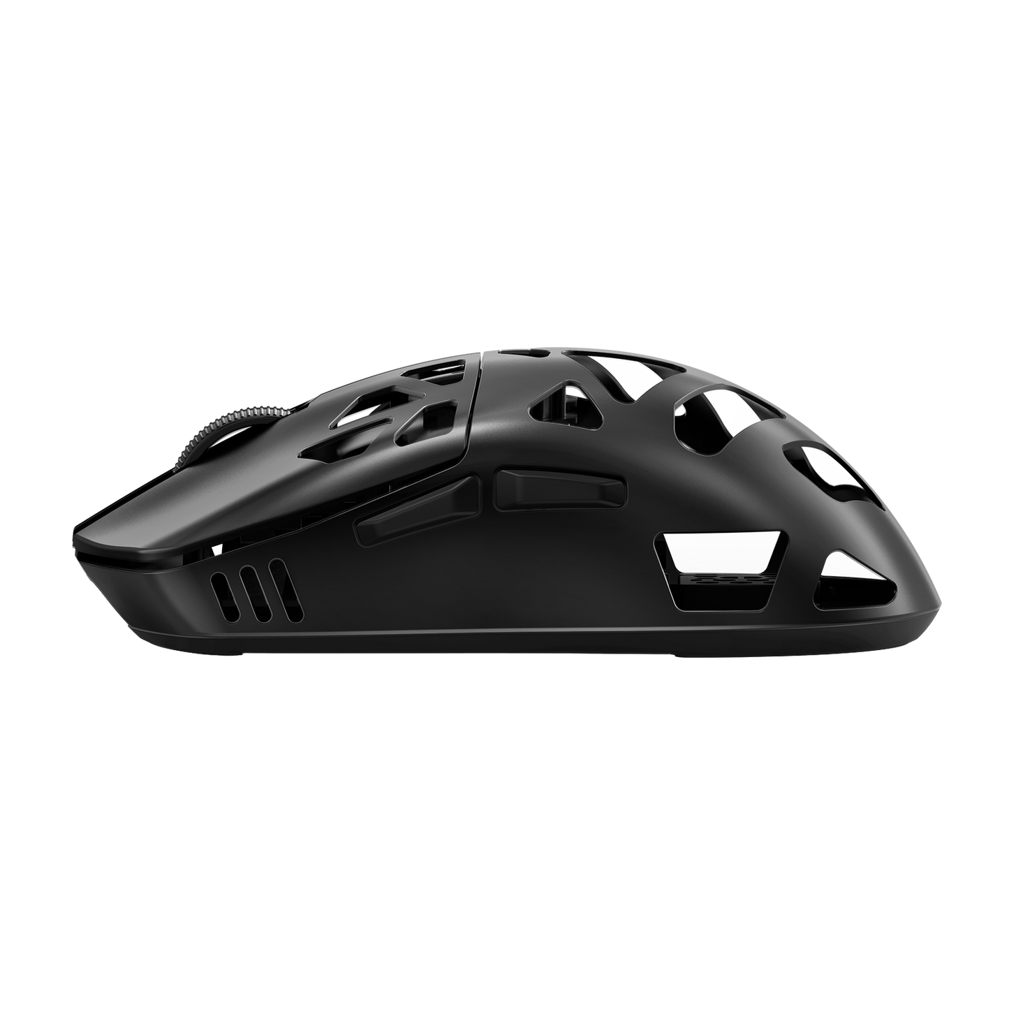 Black gaming mouse on a white background