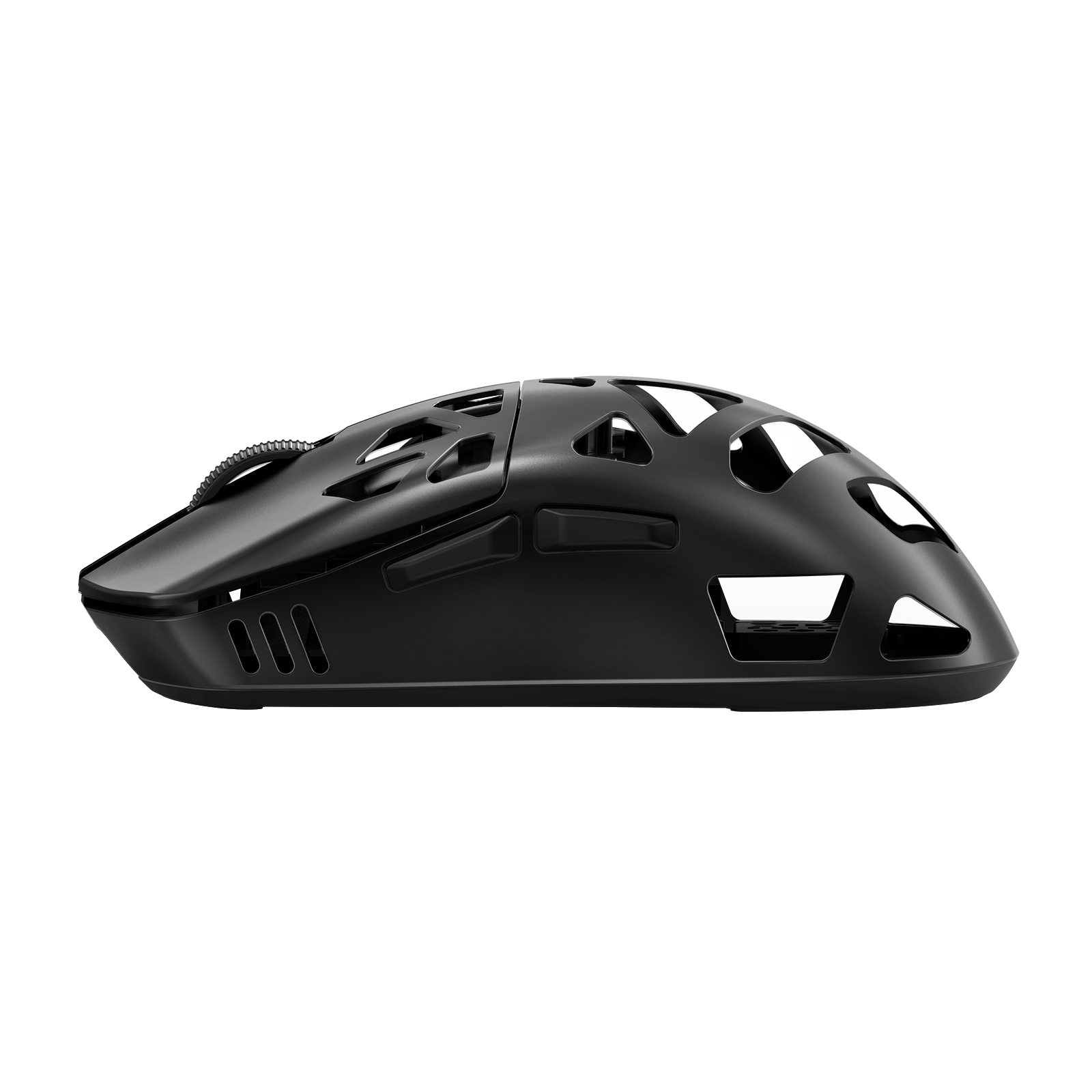 Black gaming mouse on a white background