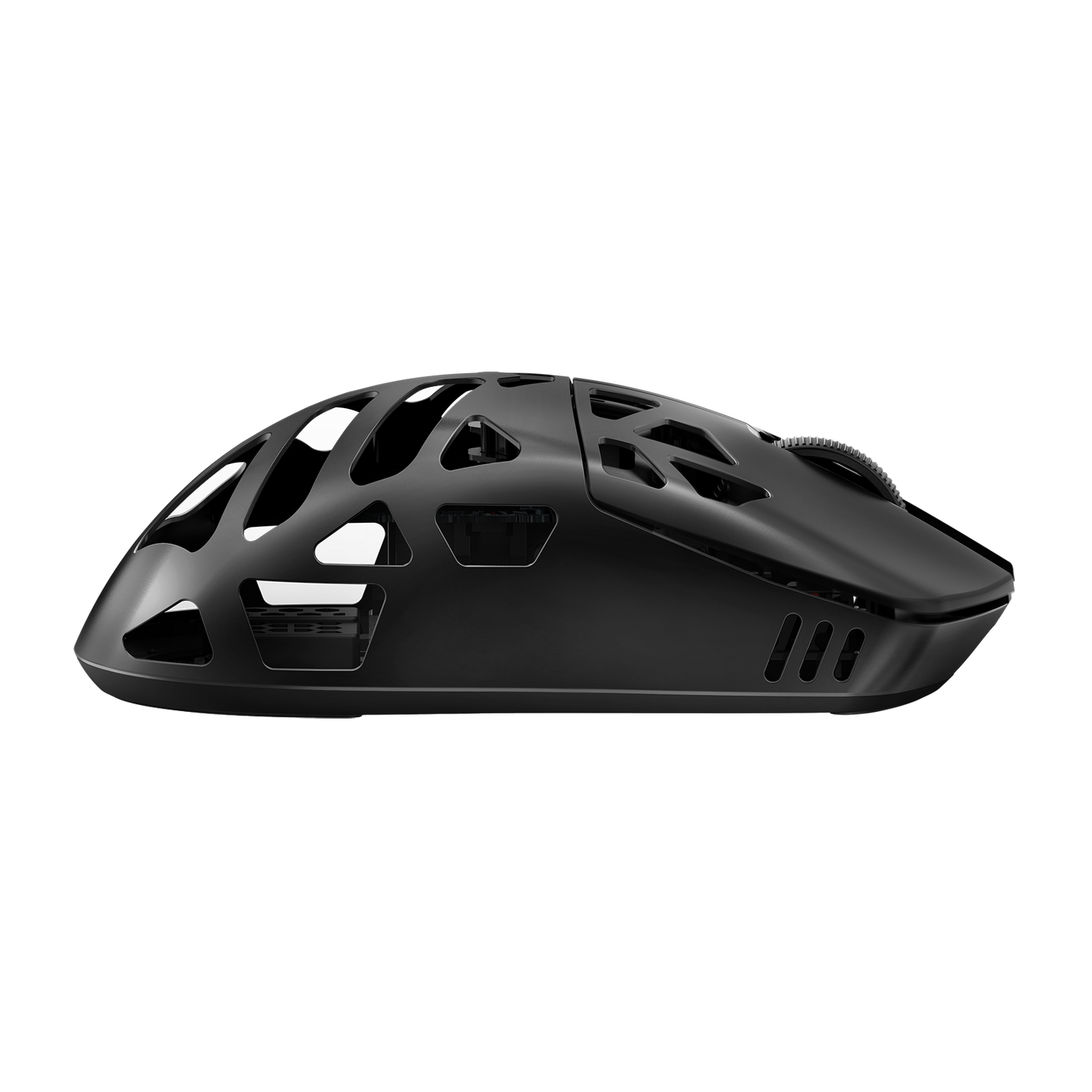 Black gaming mouse on a white background
