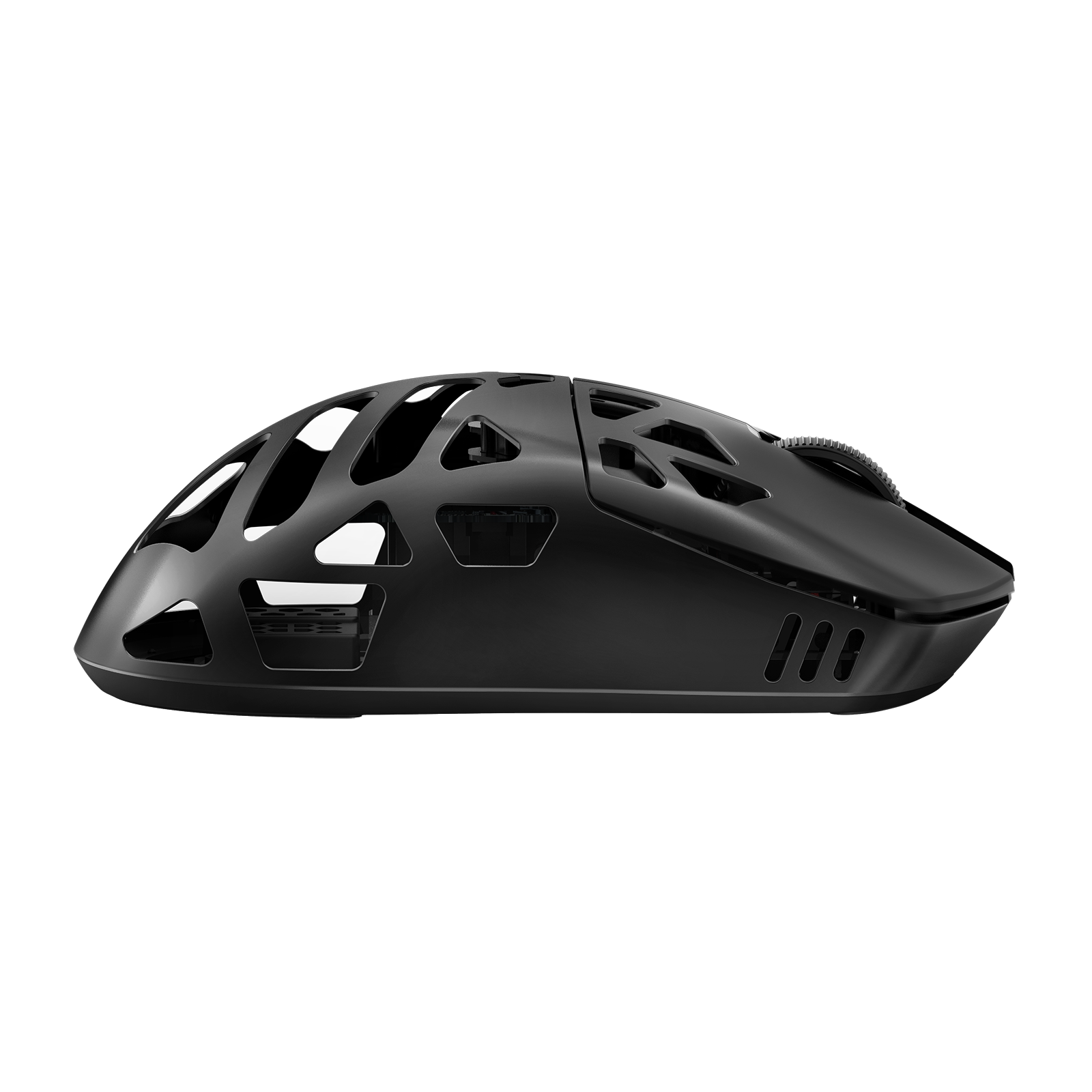 Black gaming mouse on a white background