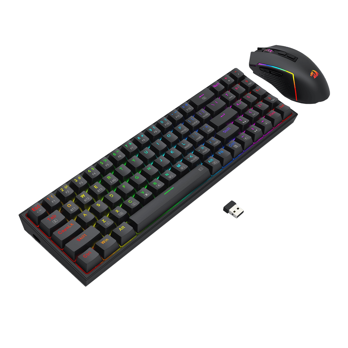 Redragon EU BS136 Gaming Keyboard & Mouse Combo, 75% K628 Tri-Mode Wireless RGB Mechanical Keyboard and 8000 DPI Gamer Mouse Bundle