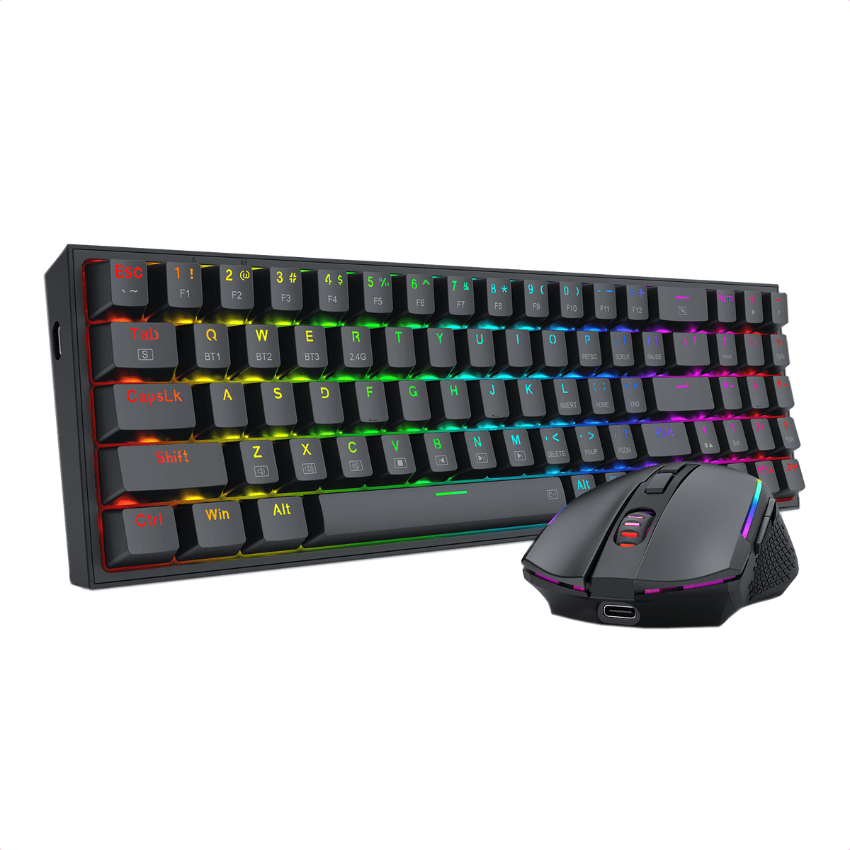 Redragon EU BS136 Gaming Keyboard & Mouse Combo, 75% K628 Tri-Mode Wireless RGB Mechanical Keyboard and 8000 DPI Gamer Mouse Bundle