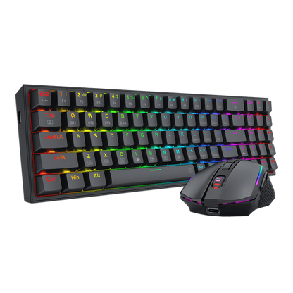 Redragon EU BS136 Gaming Keyboard & Mouse Combo, 75% K628 Tri-Mode Wireless RGB Mechanical Keyboard and 8000 DPI Gamer Mouse Bundle